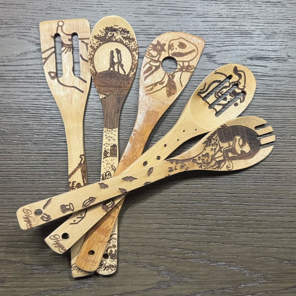 Nightmare Before Christmas Wooden bamboo utensil set